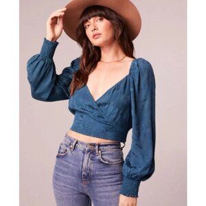 Free People Camille Crossover Crop Top Medium NWT Deep Teal